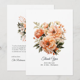 Cartão De Agradecimento Casamento Floral Peach Fuzz