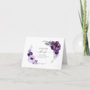 Cartão De Agradecimento Casamento Floral Purple Obrigado