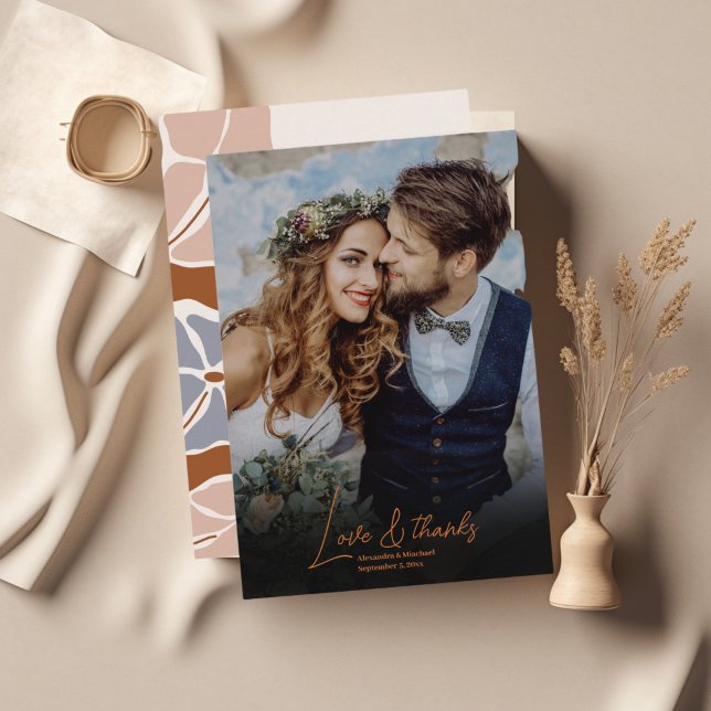 Cartão De Agradecimento Casamento Floral Retro Boho Chic (Criador carregado)