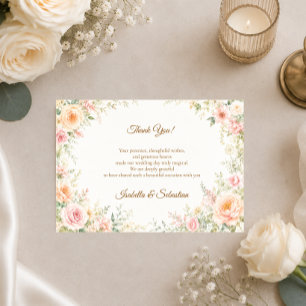 Cartão De Agradecimento Casamento Floral Romântico