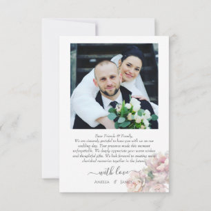 Cartão De Agradecimento Casamento Floral Romântico de Peony