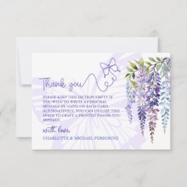 Cartão De Agradecimento Casamento Floral Romântico Lilac Wisteria e Borbol