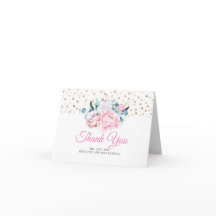 Casamento Floral Rosa e Dourado Obrigado