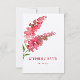 Cartão De Agradecimento Casamento Floral Rosa Salvia Elegante Obrigado