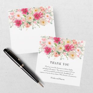 Cartão De Agradecimento Casamento Floral Rosa Vibrante com Aquarela Modern