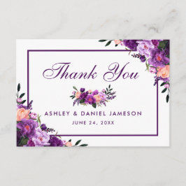 Cartão De Agradecimento Casamento Floral Roxo Ultra Violet Obrigado SP