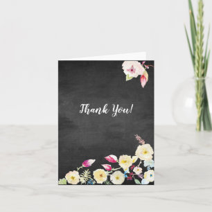 Cartão De Agradecimento Casamento Floral Rustic Chalkboard Vintage
