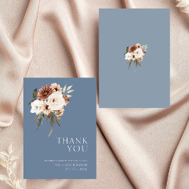 Cartão De Agradecimento Casamento Floral Rustic Dusty Blue Peach Obrigado