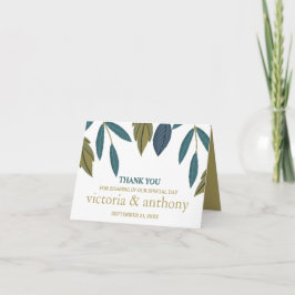 Cartão De Agradecimento Casamento Floral Rustic Leaf