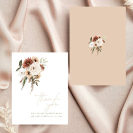 Cartão De Agradecimento Casamento Floral Rustic Peach Olive Green