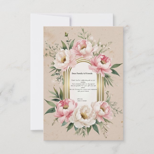 Cartão De Agradecimento Casamento Floral Rustic Romântico Boho Elegante (Frente)