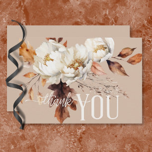 Cartão De Agradecimento Casamento Floral Rustic Tan Cream & Brown Fall