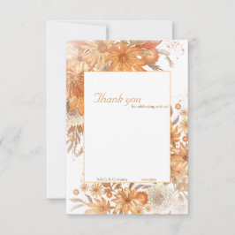 Cartão De Agradecimento Casamento Floral Rústico Aquarela Outono