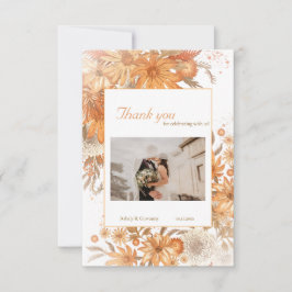 Cartão De Agradecimento Casamento Floral Rústico Aquarela Outono