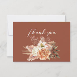 Cartão De Agradecimento Casamento Floral Rústico de Outono