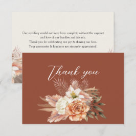 Cartão De Agradecimento Casamento Floral Rústico de Outono