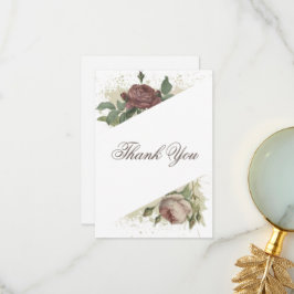 Cartão De Agradecimento Casamento Floral Rústico Moderno Borgonha Marsala 