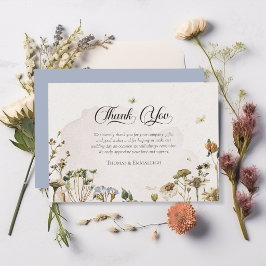 Cartão De Agradecimento Casamento Floral Seco de Verão Romântico