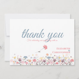 Cartão De Agradecimento Casamento Floral Selvagem de Watercolor