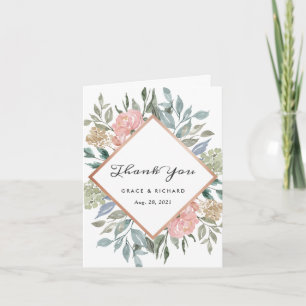 Cartão De Agradecimento Casamento Floral Selvagem Selvagem, Russo Verde, R