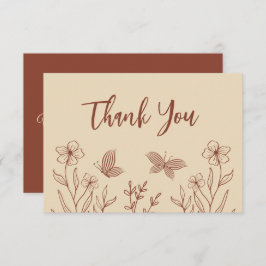 Cartão De Agradecimento Casamento floral simples de terracotta