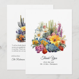 Cartão De Agradecimento Casamento Floral Tons do Deserto