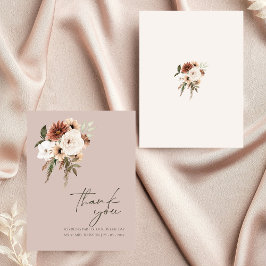 Cartão De Agradecimento Casamento Floral Verde Rustic Dusty Rosa Muito Obr