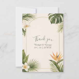 Cartão De Agradecimento Casamento Floral Vintage Havaí Ave do Paraíso