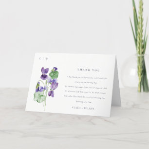Cartão De Agradecimento Casamento Floral Violet Violet Monograma bonito