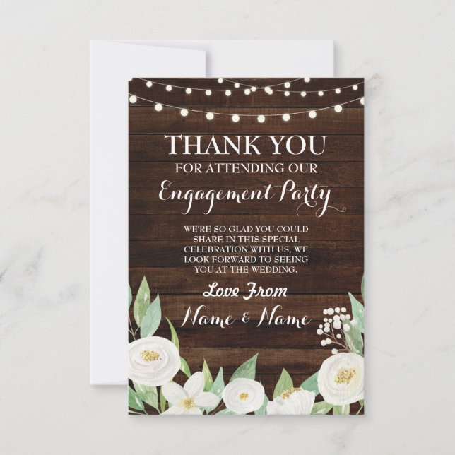 Cartão de Agradecimento Casamento Flores Brancas d (Frente)