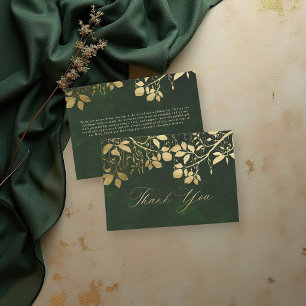Cartão De Agradecimento Casamento Floresta Encantada Folhagem Dourada Caça