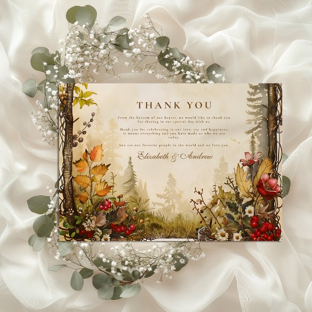 Cartão De Agradecimento Casamento Floresta Outonal (Criador carregado)
