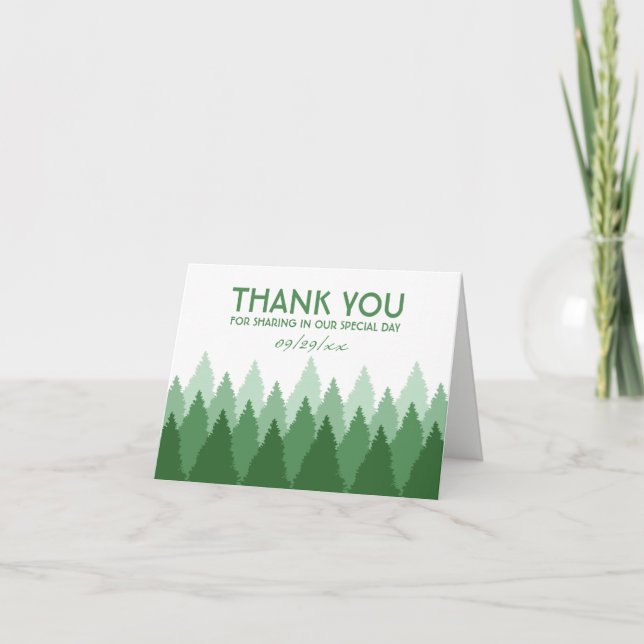 Cartão De Agradecimento Casamento Floresta Verde (Frente)