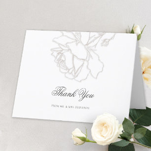 Cartão De Agradecimento Casamento Formal De rosa Rich Ivory Black Tie