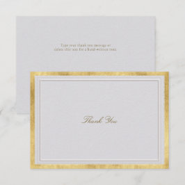 Cartão De Agradecimento Casamento Formal Elegante Dourado Marfim Clássico