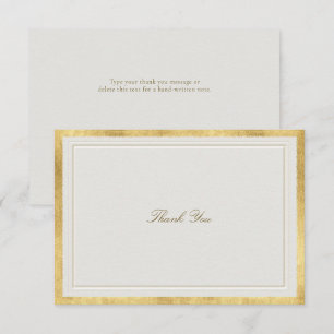 Cartão De Agradecimento Casamento Formal Moderno Clássico Elevado Dourado
