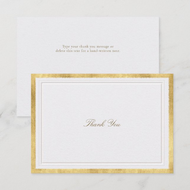 Cartão De Agradecimento Casamento Formal Pérola Dourada Falso Clássico Mod (Frente/Verso)
