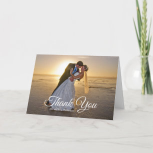 Cartão De Agradecimento Casamento Foto Árvore de Palmeira Azul Naval Doura