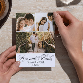 Cartão De Agradecimento Casamento Foto Caligrafia Moderna Chic 3