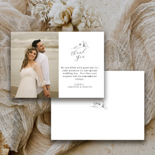 Cartão De Agradecimento Casamento Foto com Script Simples Moderno