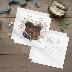 Cartão De Agradecimento Casamento Foto Crista Flor Silvestre Pastel Sagrad