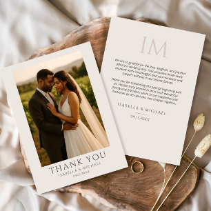 Cartão De Agradecimento Casamento Foto Elegante Moderno