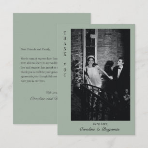 Cartão De Agradecimento Casamento Foto Mensagem Personalizada Sage Elegant