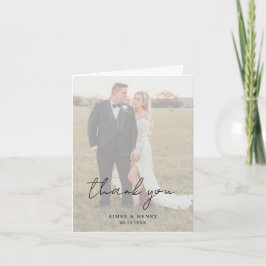 Cartão De Agradecimento Casamento Foto Moderno Script Rústico
