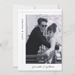 Cartão De Agradecimento Casamento Foto Preto e Branco Clássico de Amor e A