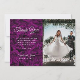 Cartão De Agradecimento Casamento Foto Roxa