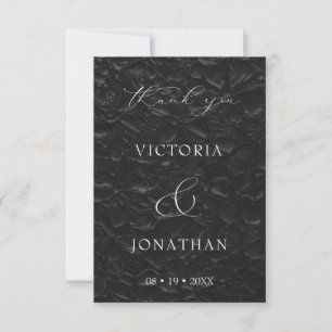 Cartão De Agradecimento Casamento Foto Script Elegante Preto