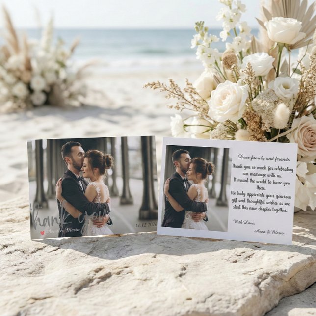 Cartão De Agradecimento Casamento Foto Script Falso Pincel (Criador carregado)