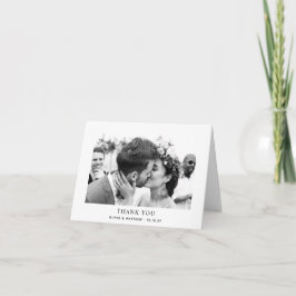 Cartão De Agradecimento Casamento foto simples elegante preto e branco lim