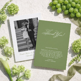 Cartão De Agradecimento Casamento Foto Verde Oliva Vitoriano